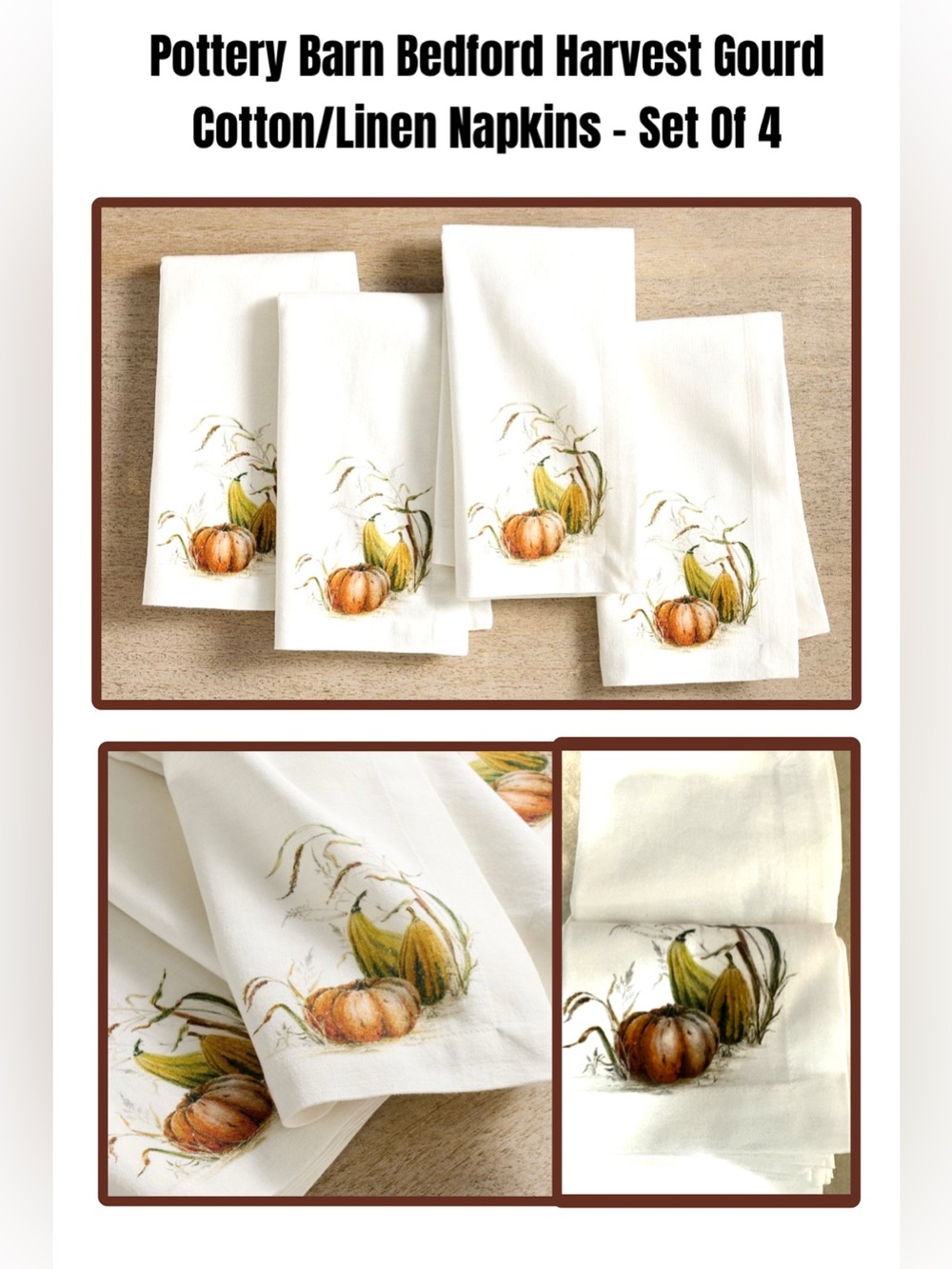 Pottery Barn Bedford Harvest Napkins